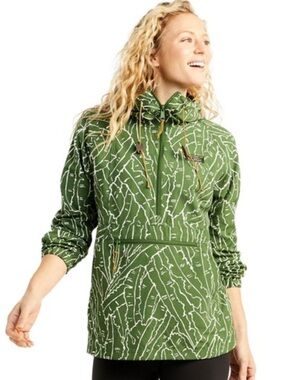 LLBEAN SZ SM GREEN PATTERN ANORAK JACKET